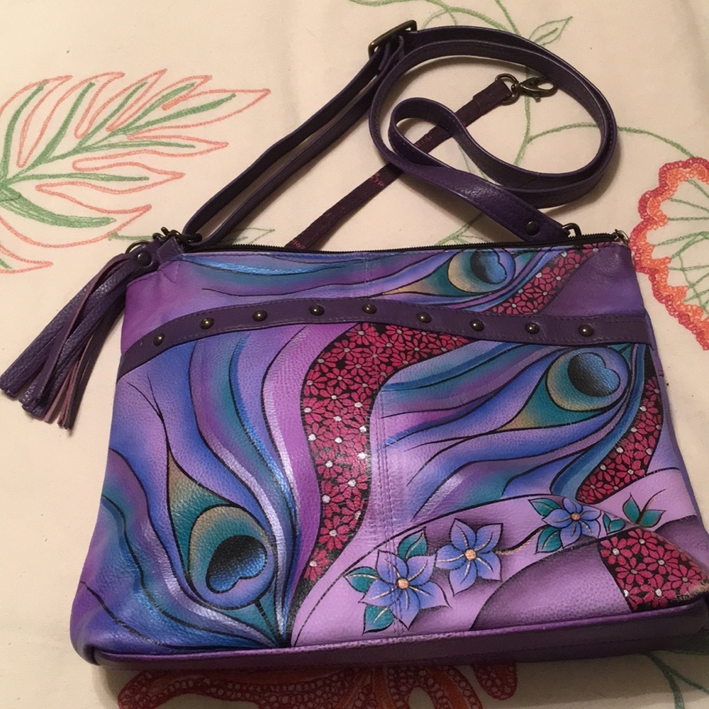 ANUSCHKA Hand painted leather handbag